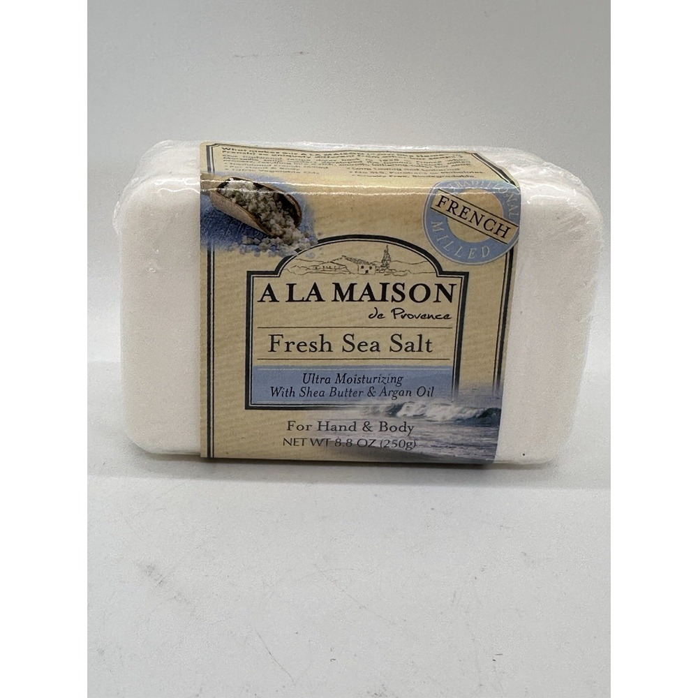 A La Maison Fresh Sea Salt Bar Soap Shea Butter Argan‎ Oil 8.8 oz New